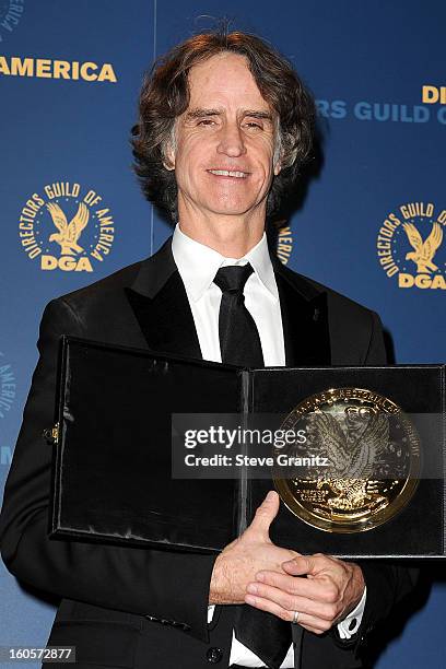 Director Jay Roach, winner of the Outstanding Directorial Achievement in Movies for Television and Mini-Series for 'Game Change,' poses in the press...