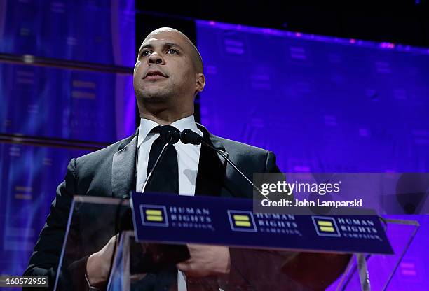 Mayor of Newark Corey Booker attends The 2013 Greater New York Human Rights Campaign Gala at The Waldorf=Astoria on February 2, 2013 in New York City.