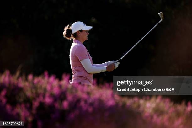 Ally Ewing of the United States plays a shot on the 16th hole on Day One of the AIG Women's Open at Walton Heath Golf Club on August 10, 2023 in...