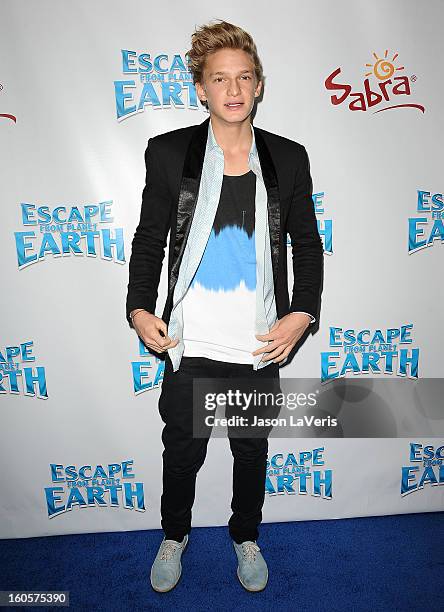 Singer Cody Simpson attends the premiere of "Escape From Planet Earth" at Mann Chinese 6 on February 2, 2013 in Los Angeles, California.