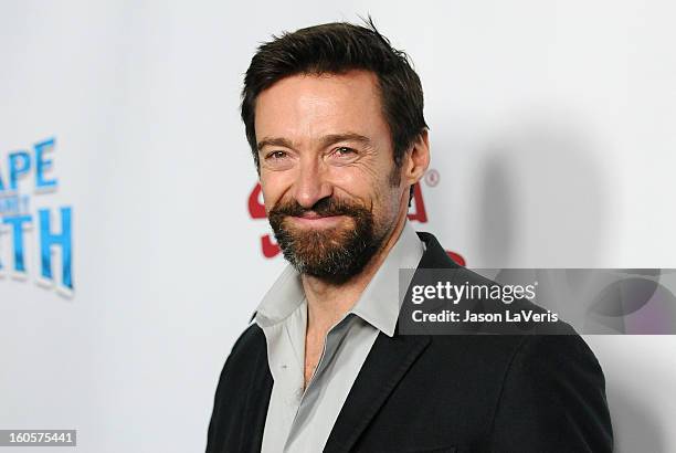 Actor Hugh Jackman attends the premiere of "Escape From Planet Earth" at Mann Chinese 6 on February 2, 2013 in Los Angeles, California.