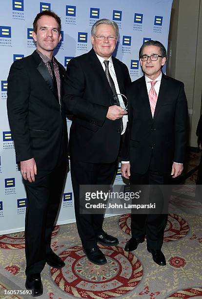 Chris Jones, Louis Webre and Tom Duane attend The 2013 Greater New York Human Rights Campaign Gala at The Waldorf=Astoria on February 2, 2013 in New...