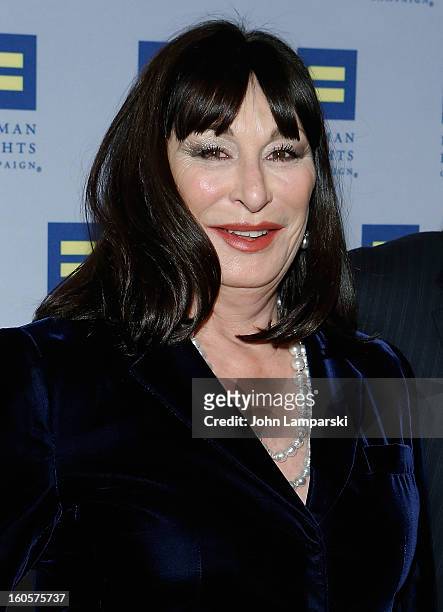 Anjelica Huston attends The 2013 Greater New York Human Rights Campaign Gala at The Waldorf=Astoria on February 2, 2013 in New York City.