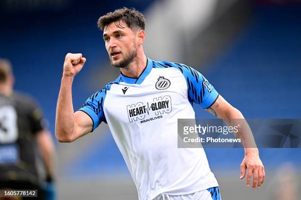 Yaremchuk Roman forward of Club Brugge celebrates after scoring a hattrick during the UEFA Europa Conference League Third qualifying round, 2nd leg...