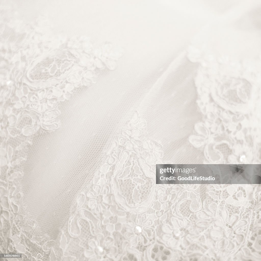 Close up lace detail, wedding dress pattern