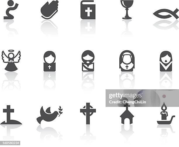 christian icons | simple black series - nun vector stock illustrations