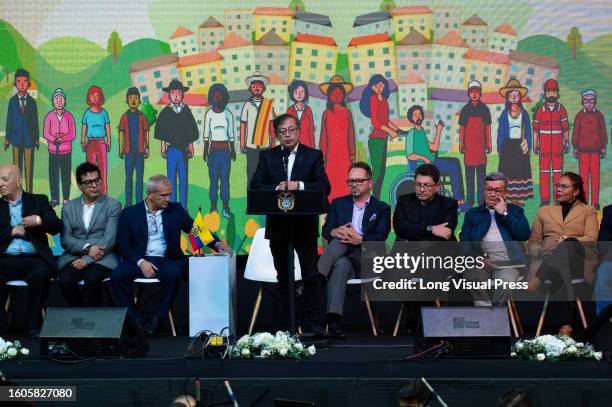 Colombian president Gustavo Petro during a ceremony to begin a six-month cease-fire as part of a process to begin a permanent peace between the ELN...