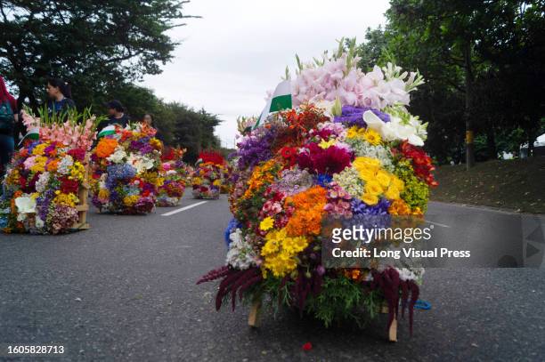 People take part with flowers, dances and cultural parades during the Silleteros parade of Medellin's Feria de las Flores in Colombia, August 7, 2023.
