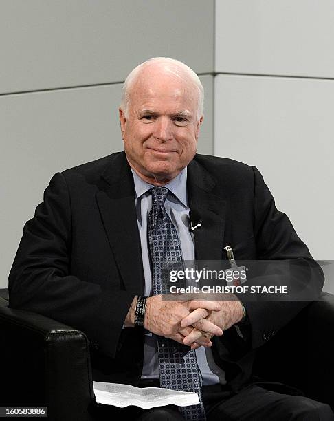 Senator John McCain is pictured during a podium discussion on the third day of the 49th Munich Security Conference on February 3, 2013 in Munich,...