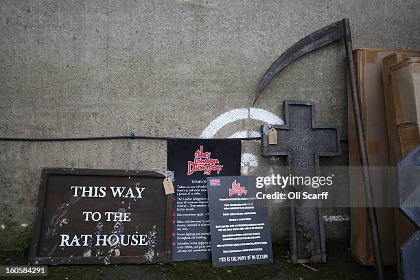 Props previously used in 'The London Dungeon' which are to be sold at a car boot sale in Pimlico as the attraction prepares to move to new premises...