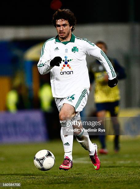 Spyros Fourlanos of Panathinaikos in action during the Superleague match between Asteras Tripolis and Panathinaikos FC at Asteras Tripolis Stadium on...
