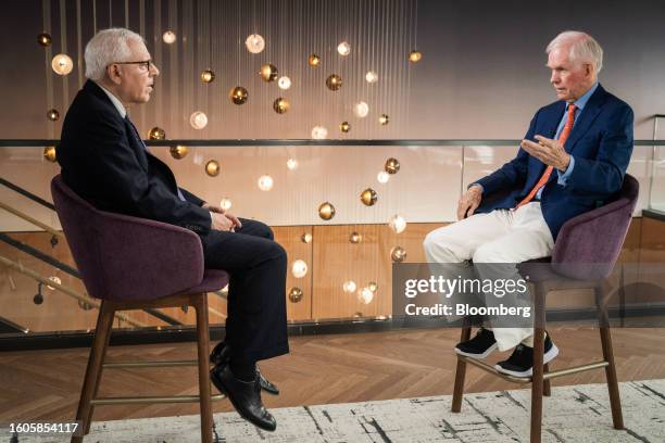 Jeremy Grantham, co-founder and chief investment strategist of GMO LLC, right, during an interview on an episode of Bloomberg Wealth with David...