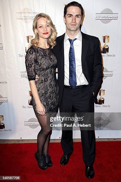 Sam Witwer and guest arrive at the 40th Annual Annie Awards held at Royce Hall on the UCLA Campus on February 2, 2013 in Westwood, California.
