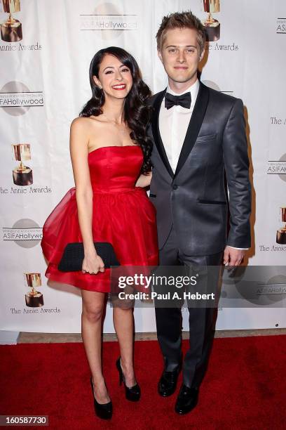 Lucas Grabeel and Jessica DiCicco arrive at the 40th Annual Annie Awards held at Royce Hall on the UCLA Campus on February 2, 2013 in Westwood,...