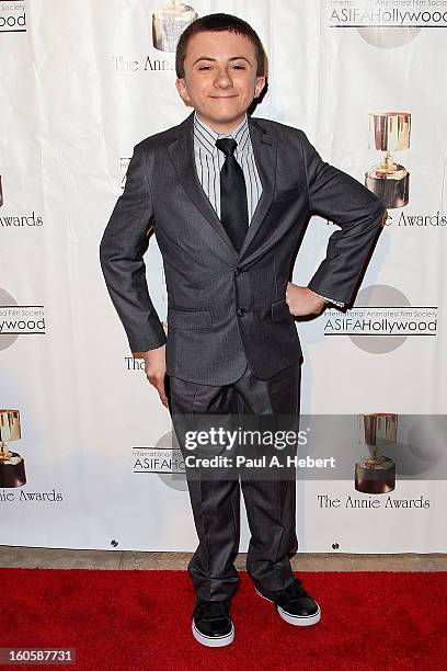 Atticus Shaffer arrives at the 40th Annual Annie Awards held at Royce Hall on the UCLA Campus on February 2, 2013 in Westwood, California.