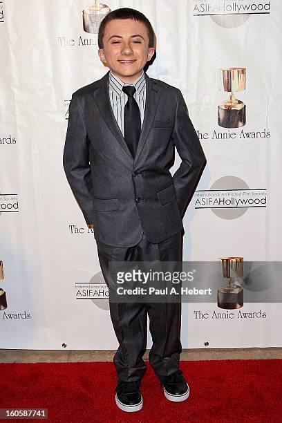 Atticus Shaffer arrives at the 40th Annual Annie Awards held at Royce Hall on the UCLA Campus on February 2, 2013 in Westwood, California.