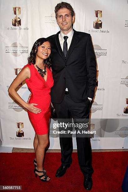 Richard Smith and guest arrive at the 40th Annual Annie Awards held at Royce Hall on the UCLA Campus on February 2, 2013 in Westwood, California.