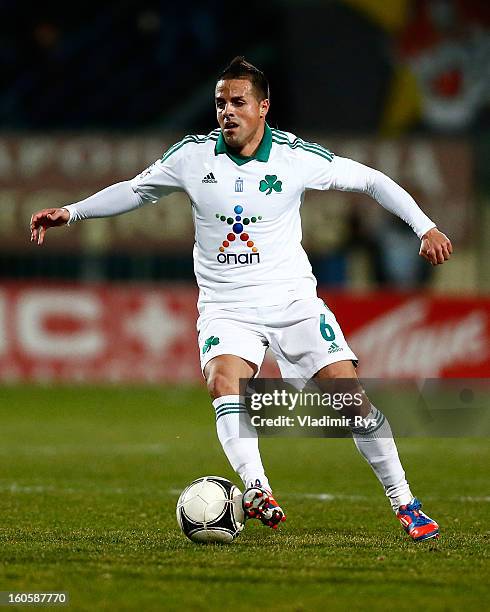 Vitoloof Panathinaikos controls the ball during the Superleague match between Asteras Tripolis and Panathinaikos FC at Asteras Tripolis Stadium on...