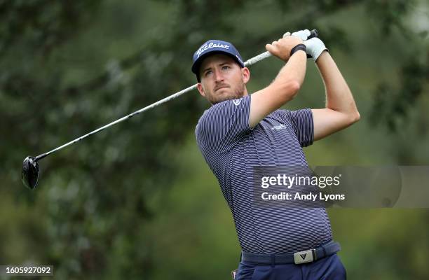 Lee Hodges of the United States plays his shot from the seventh tee during the first round of the FedEx St. Jude Championship at TPC Southwind on...