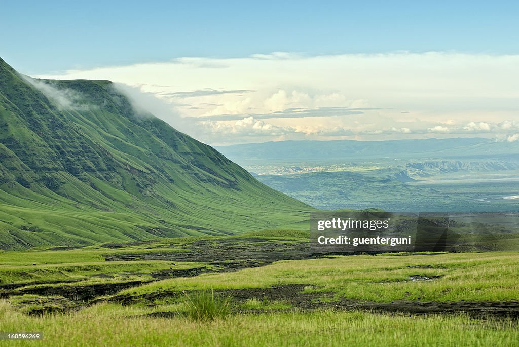 Beautiful green rift valley view from Ol Doinyo Lengai