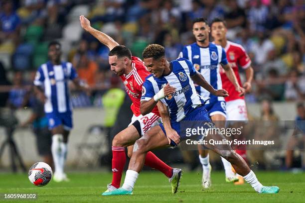 Danny Namaso Edi-Mesumbe Loader of FC Porto competes for the ball with Orkun Kokcu of SL Benfica during the Portuguese SuperCup match between SL...