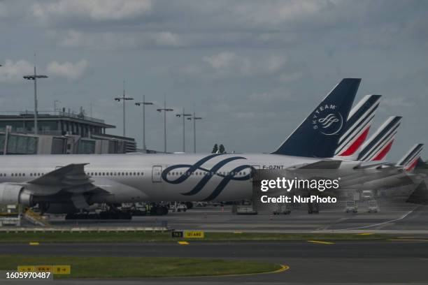 Air France Boeing 777-328ER seen at Paris Charles de Gaulle Airport, on August 14 in Roissy-en-France, France.