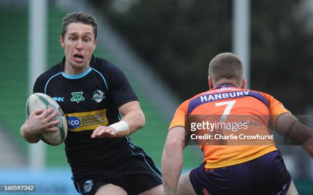 Luke Dorn of London Broncos attacks during the Super League match between London Broncos and Widnes Vikings at the Twickenham Stoop on February 3,...