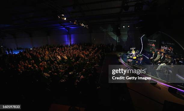 General view of the guests and the stage during the Infiniti Red Bull Racing RB9 launch on February 3, 2013 in Milton Keyenes, England.