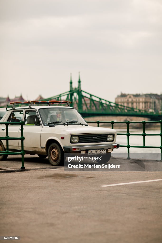 Old Zastava car at Donau river