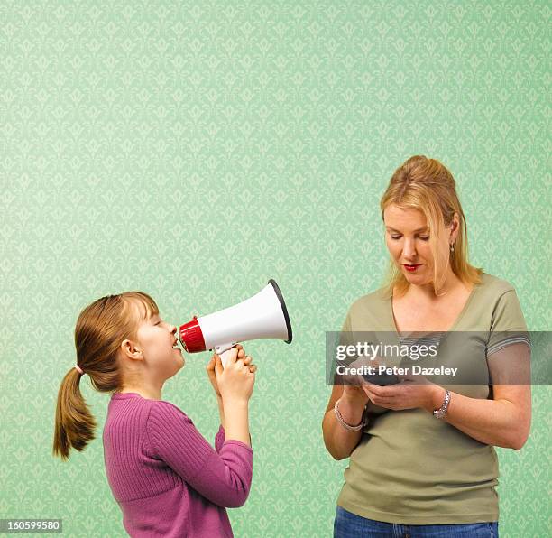 daughter shouting at mother texting - ignoring stock pictures, royalty-free photos & images