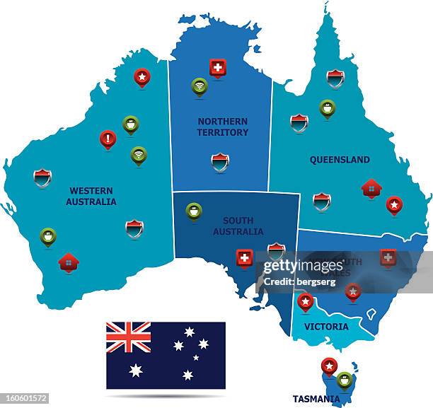 australia map - perth stock illustrations