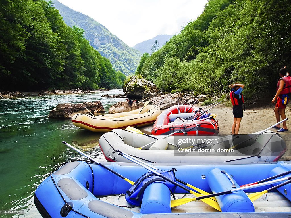 Tourist auf white water rafting on Tara River Canyon, Montenegro