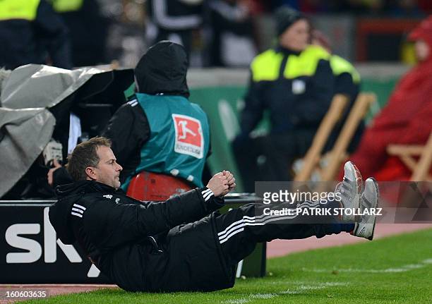 Leverkusen's head coach Sascha Lewandowski reacts after the German first division Bundesliga football match Bayer Leverkusen vs Borussia Dortmund in...