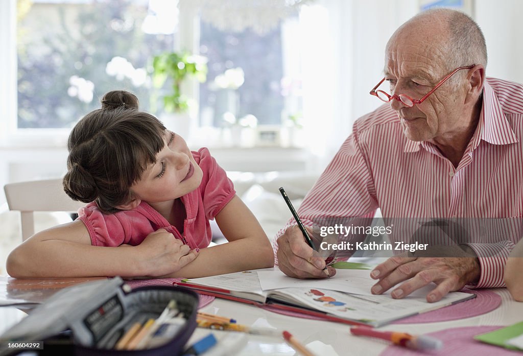 Homework with grandpa