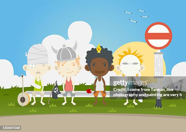 2011 - sitting side by side stock illustrations