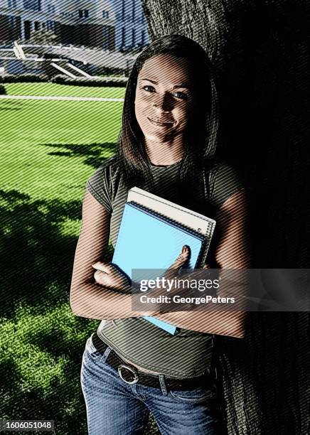 portrait of female african american university student - wide shot stock illustrations