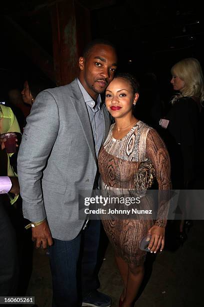 Anthony Mackie and guest attend the Jay-Z & D'Usse Super Bowl Party at The Republic on February 2 in New Orleans, Louisiana.