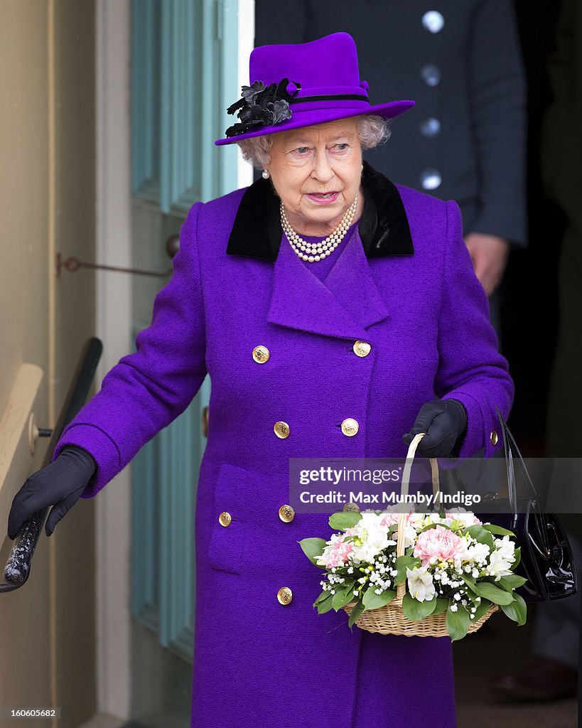 Queen Elizabeth II And Prince Philip, Duke Of Edinburgh Attend Church In West Newton