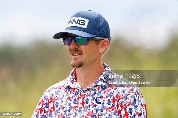 Jim Knous of the United States tees off at the 1st tee during the first round of the Korn Ferry Tour - Magnit Championship on August 17, 2023 at...