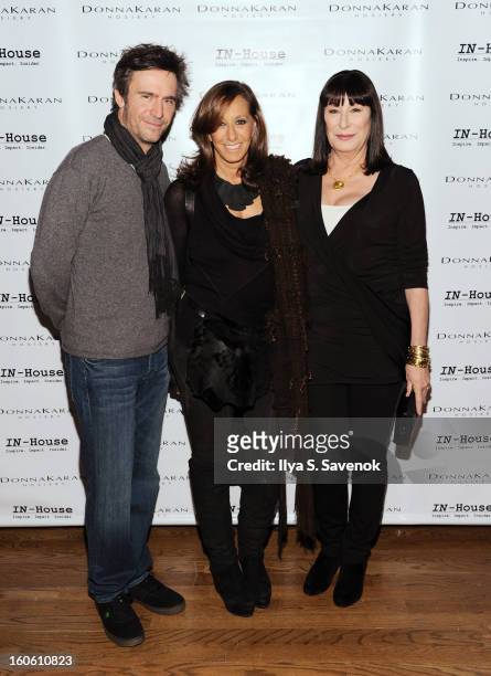 Jack Davenport, Donna Karan and Anjelica Huston attend "Haven't We Met Before?" New York Premiere at 711 Greenwich Street on February 3, 2013 in New...