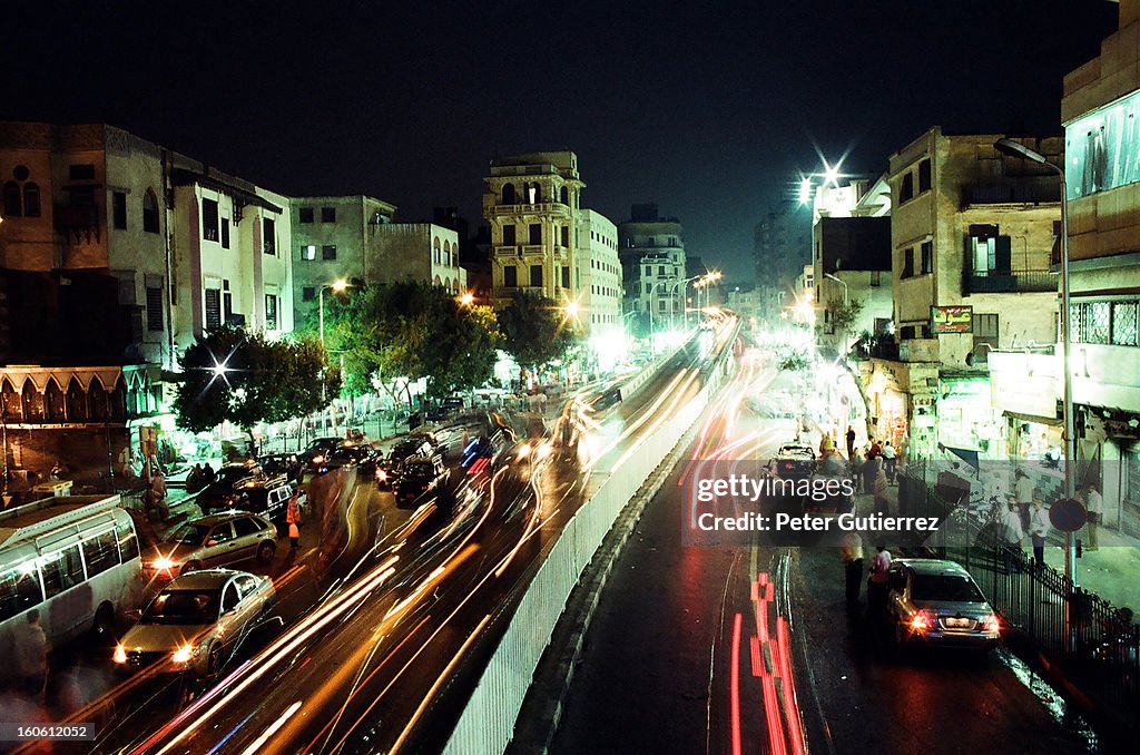 Cairo traffic at night