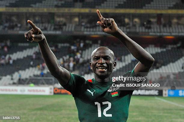 Burkina Faso's defender Mady Panandetiguiri celebrates at the end of the African Cup of Nation 2013 quarter final football match Burkina Faso vsTogo,...