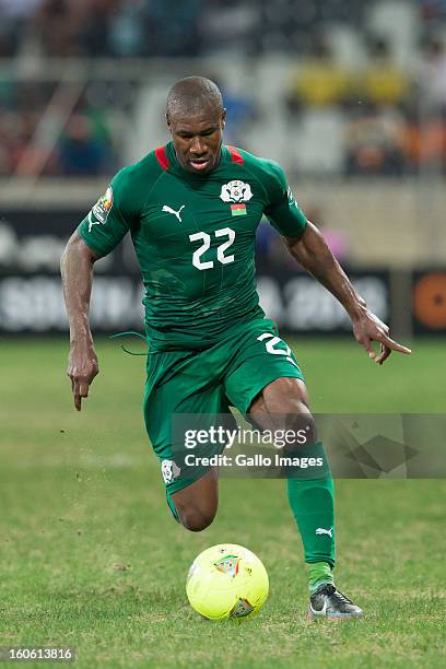 Prejuce Nakoulma from Burkina Faso during the 2013 Orange African Cup of Nations 4th Quarter Final match between Burkina Faso and Togo at Mbombela...