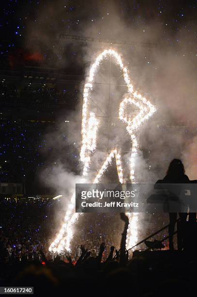 Singer Beyonce performs during the Pepsi Super Bowl XLVII Halftime Show at Mercedes-Benz Superdome on February 3, 2013 in New Orleans, Louisiana.