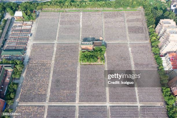aerial view of chinese traditional soy sauce brewing field - legacy concept stock pictures, royalty-free photos & images