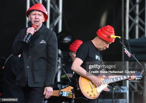 Gerald Casale and Bob Mothersbaugh perform with Devo on day 1 of Way Out West Festival 2023 on August 10, 2023 in Gothenburg, Sweden.