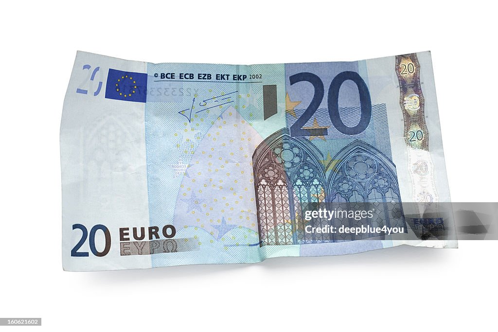 Twenty euro-Schein isoliert auf Weiß