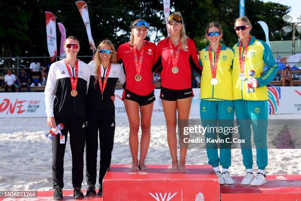 Silver Medalists, Kiana Stevenson and Tineke Hinton of Team New Zealand, Gold Medalists, Calinda Kok and Katarina Drozd of Team Canada and Bronze...