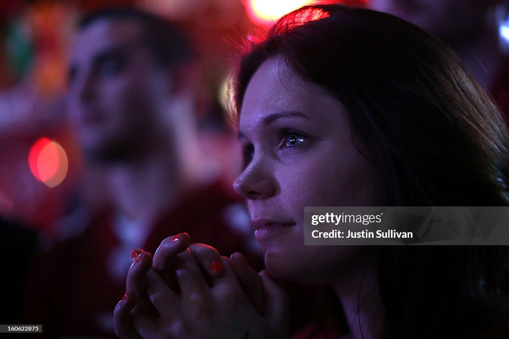 San Francisco Football Fans Gather To Watch Super Bowl Against Ravens