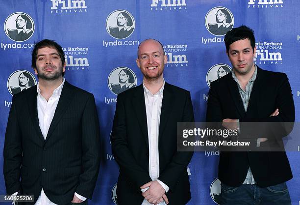 Director Rowan Athale, cinematographer Stuart Bentley and composer Neil Athale attend a screening of "Wasteland" on February 3, 2013 in Santa...